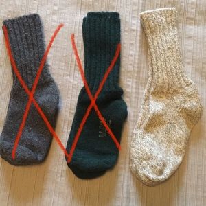 L.L. Bean Ragg Wool Socks Medium, 1 pair EUC